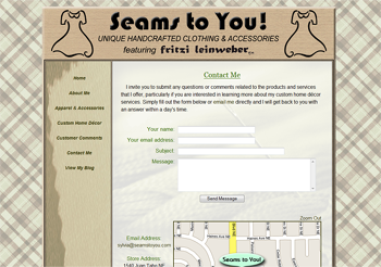 Seams to You! 'Contact Me' Page